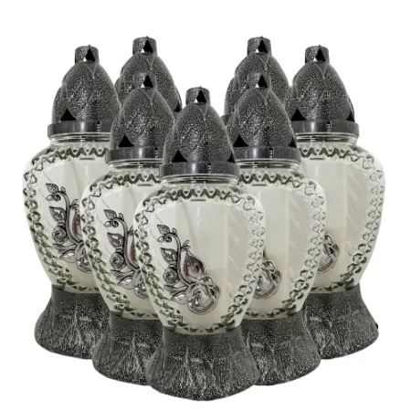 121-mały znicz srebrny z różą opakowanie