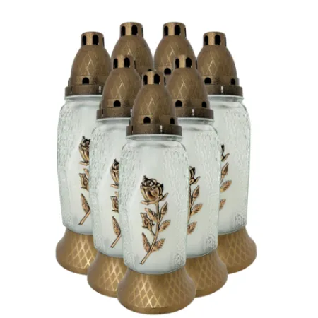 068-znicz malowany ze złotą różą opakowanie