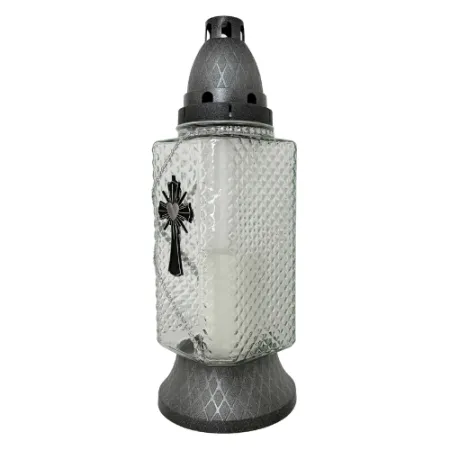 165-znicz srebrny z krzyżem i łańcuszkiem 1 sztuka