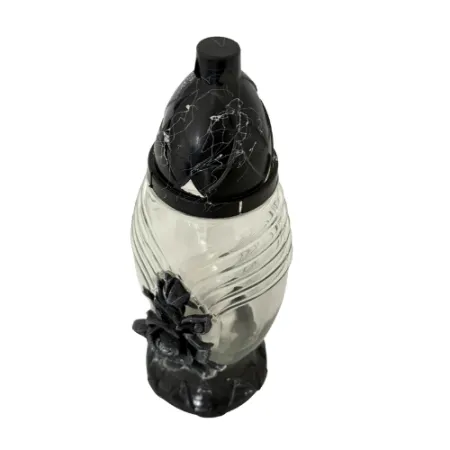 244-znicz z czarną różą od góry 1 sztuka