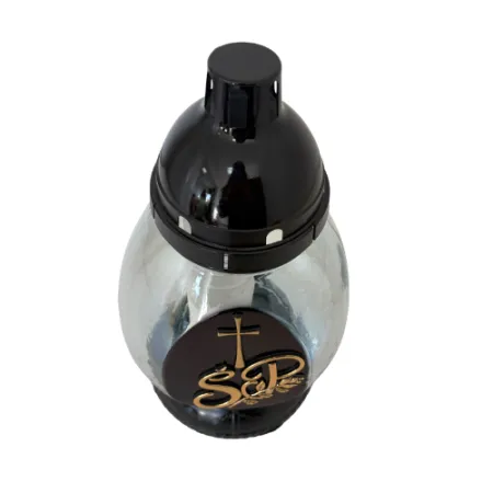 2047-znicz szklany z napisem i krzyżem 1 sztuka