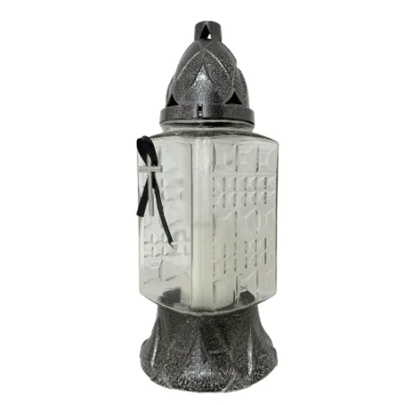 137-znicz srebrny z krzyżem i czarną wstążką 1 sztuka