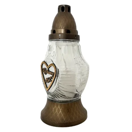 144-znicz złote serce z napisem kochamy 1 sztuka