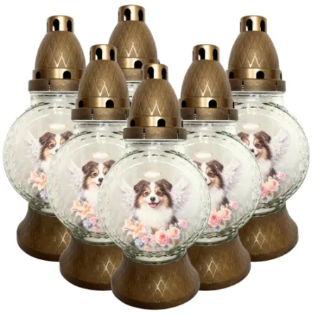 015-znicze złote z małymi pieskami opakowanie