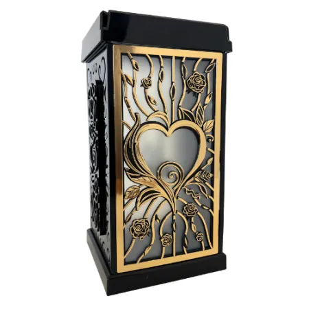 2376-znicz solarny prostopadłościan ze złotym sercem prawy bok 1 sztuka