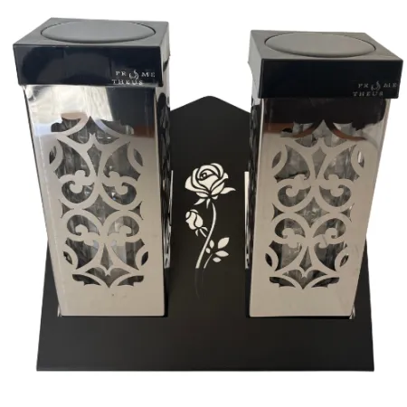 2377-znicz solarny podwójny srebrny 1 sztuka