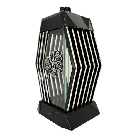 2245-znicz kapliczka trapez ze srebrną różą lewy bok 1 sztuka