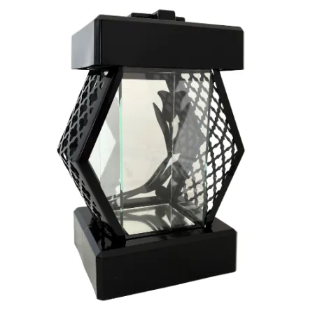 2182-znicz kapliczka czarna ze srebrną kalią  od tyłu 1 sztuka