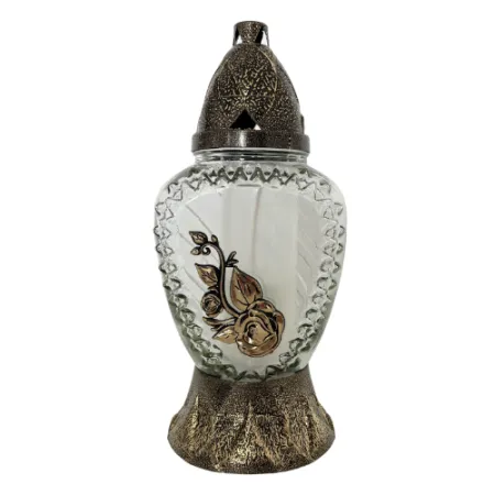 121-mały znicz złoty z różą przód 1 sztuka