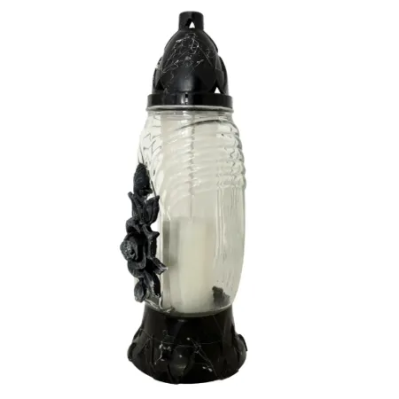 244-znicz z czarną różą lewy bok 1 sztuka