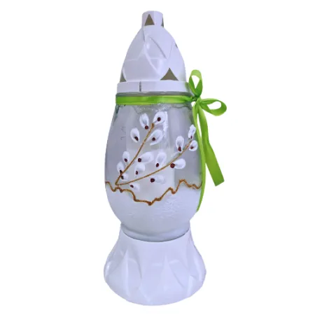 913-znicz jajko małe z zieloną kokardką 1 sztuka