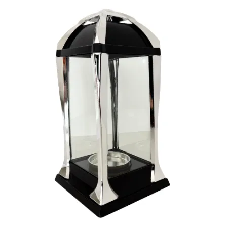 2185-znicz kapliczka srebrna przezroczysta prawy bok 1 sztuka