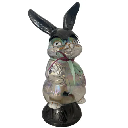 947-znicz zając srebrny z seledynową kokardką 1 sztuka