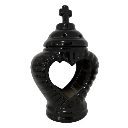 641-znicz ceramiczny serce czarne prawa strona 1 sztuka