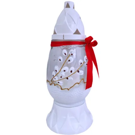 913-znicz jajko małe z czerwoną kokardką 1 sztuka