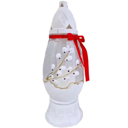 923-znicz duże jajko białe z czerwoną kokardką 1 sztuka