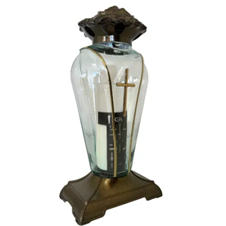 2025-znicz szklany ze złotym krzyżem 1 sztuka