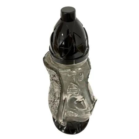2344-znicz szklany karafka srebrny z krzyżem od góry 1 sztuka