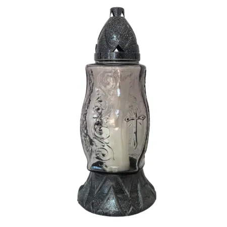 297-znicz grafit ze srebrnym krzyżem od tyłu 1 sztuka