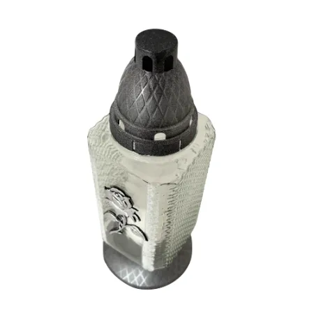 194-znicz ze srebrną różą i białą farbą góra 1 sztuka